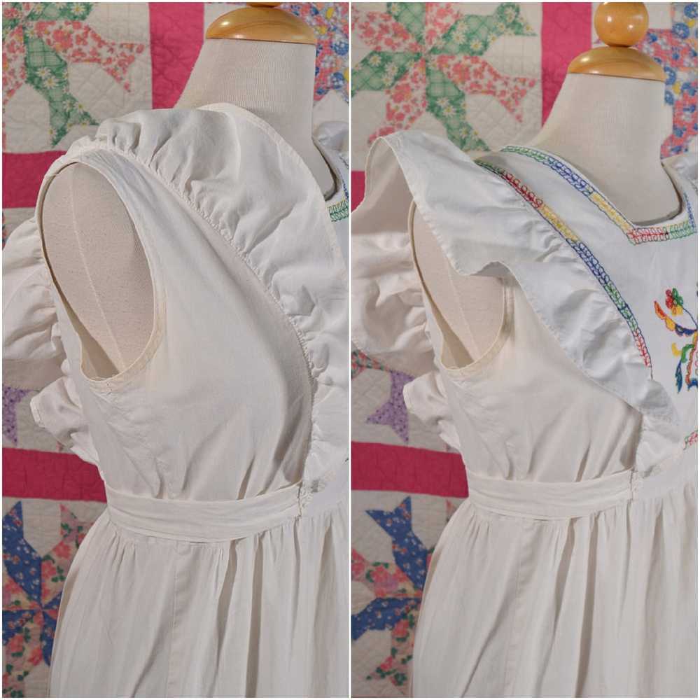 Vintage 60s Cottagecore Apron Pinafore Maxi Dress… - image 6