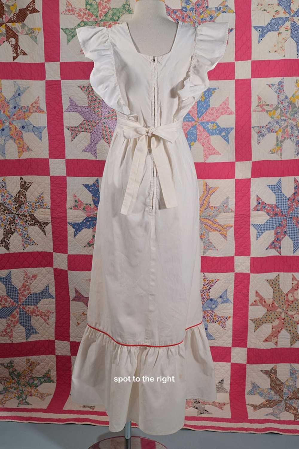 Vintage 60s Cottagecore Apron Pinafore Maxi Dress… - image 8