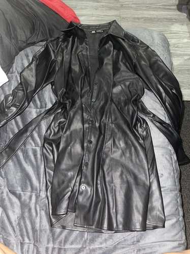 Zara Zara black leather tie dress/ shirt