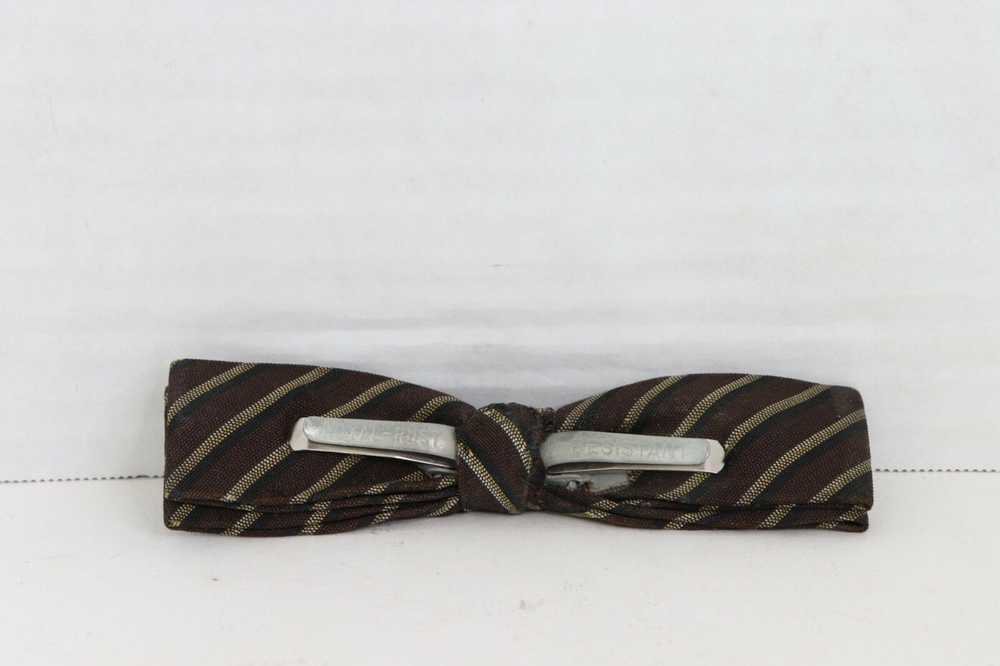 Vintage Vintage 80s Rockabilly Silk Striped Clip … - image 6