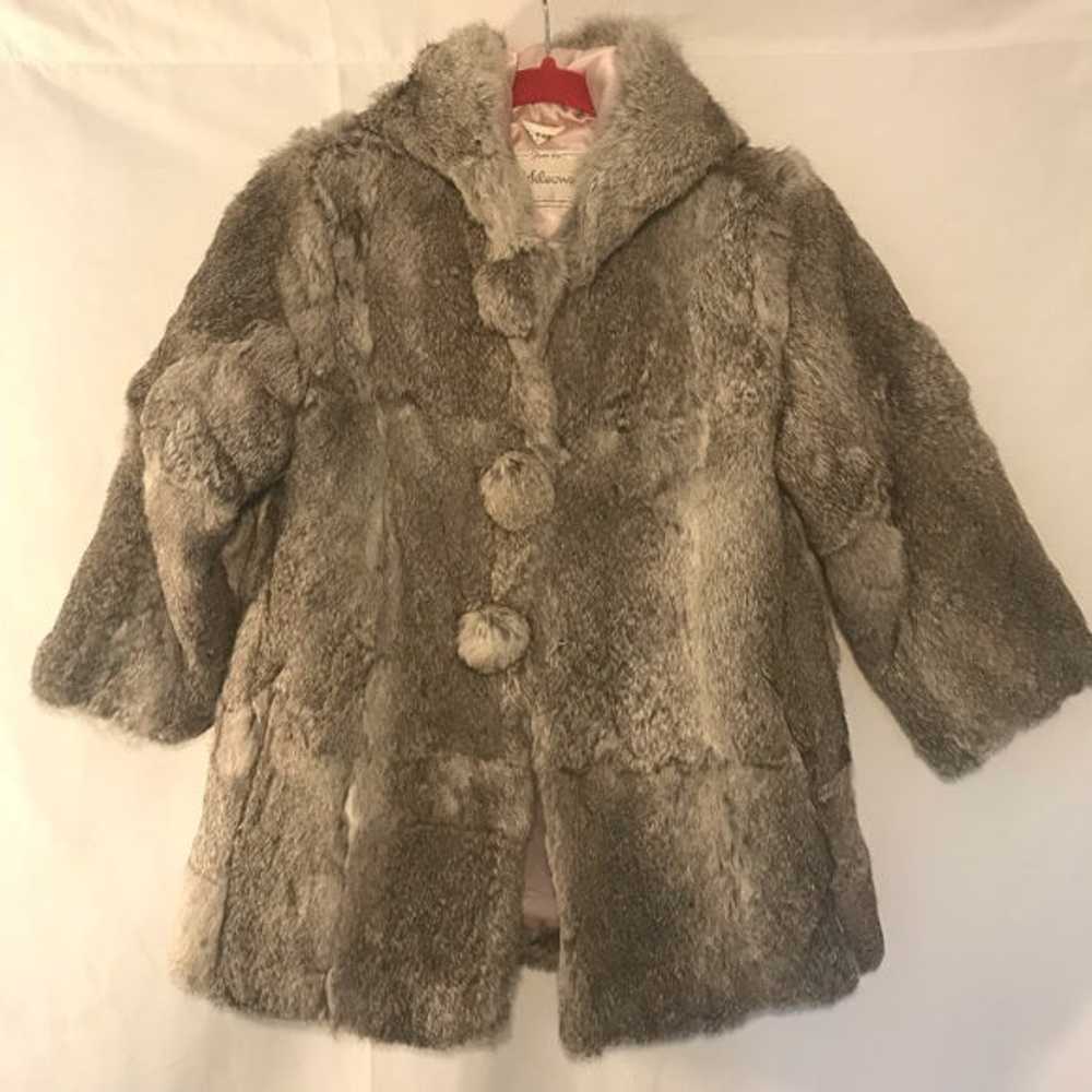 Vintage Genuine Rabbit Fur Hoodie Coat - image 1