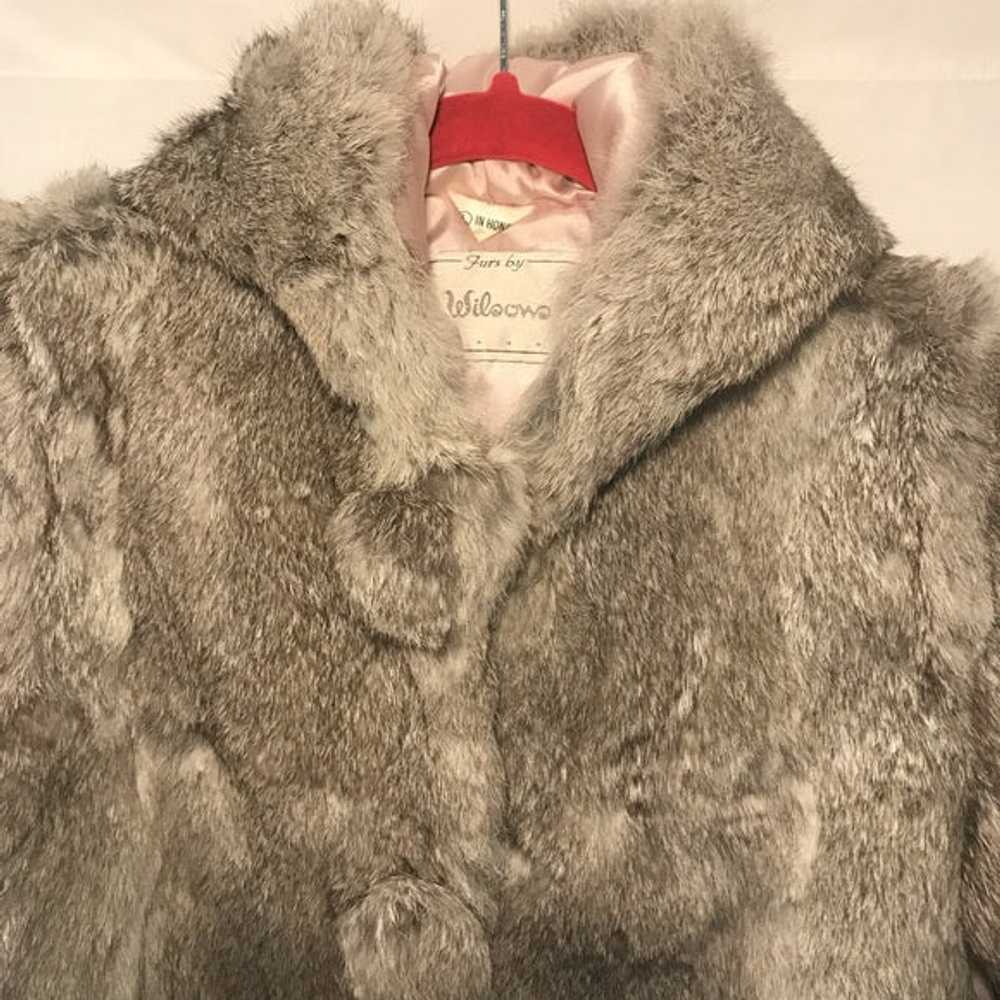 Vintage Genuine Rabbit Fur Hoodie Coat - image 2