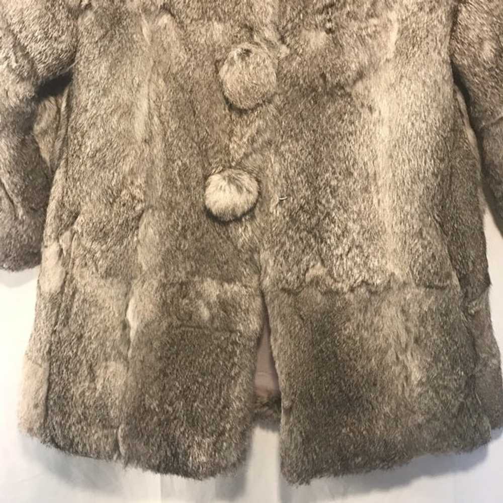 Vintage Genuine Rabbit Fur Hoodie Coat - image 3