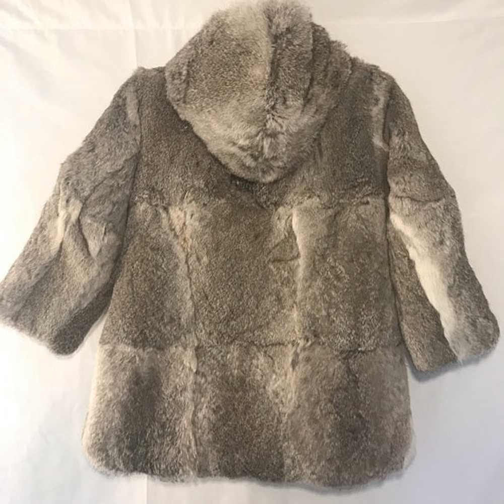 Vintage Genuine Rabbit Fur Hoodie Coat - image 4