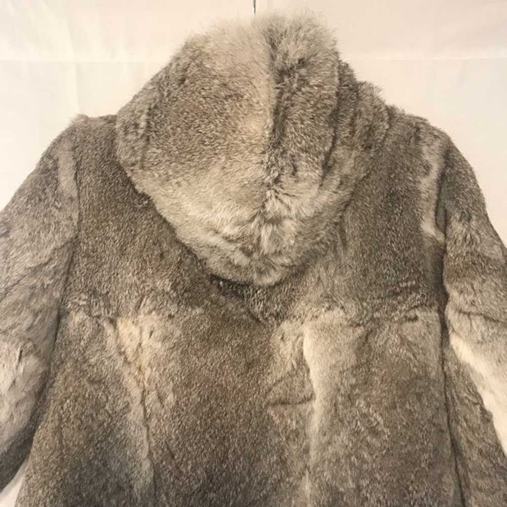 Vintage Genuine Rabbit Fur Hoodie Coat - image 5