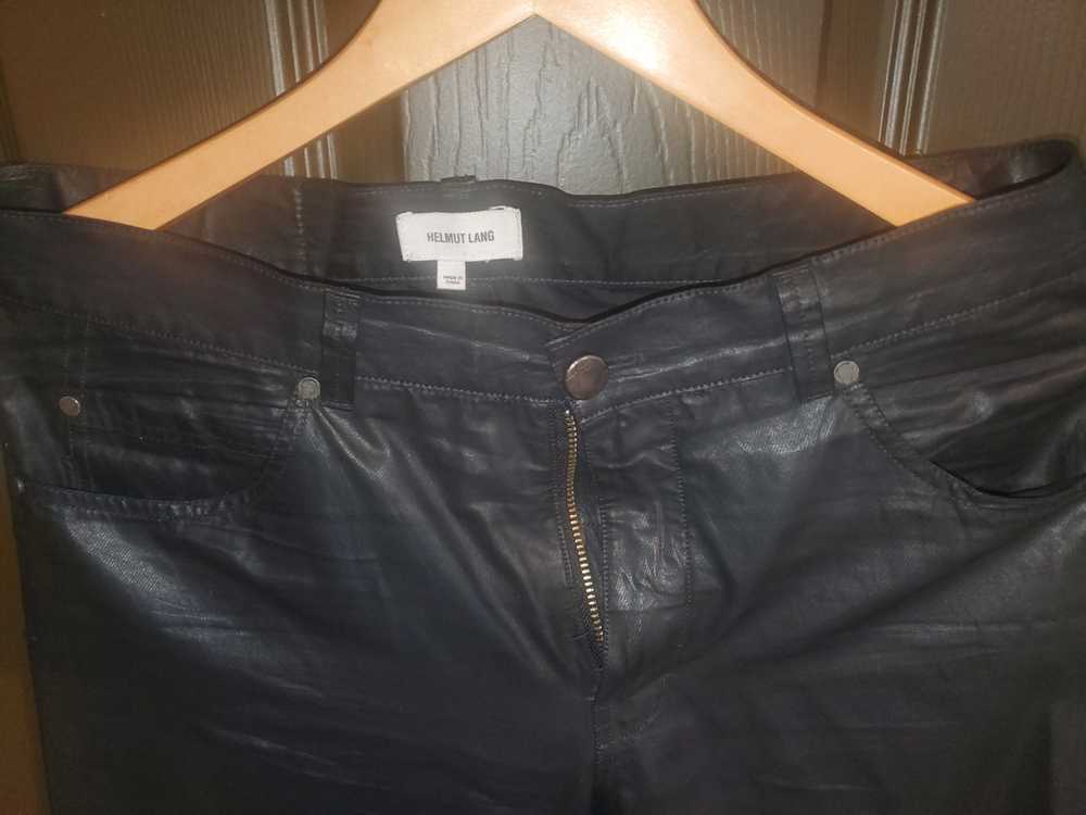 Helmut Lang Resin Covered Cotton Black Pants - Si… - image 3