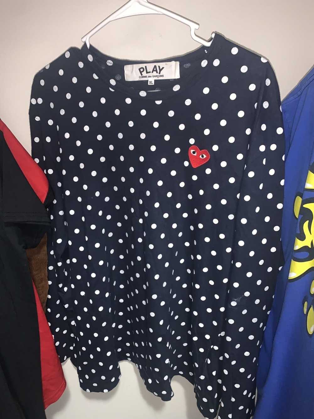 Comme des Garcons Play L/S Blue Polka Dot Tee - image 1