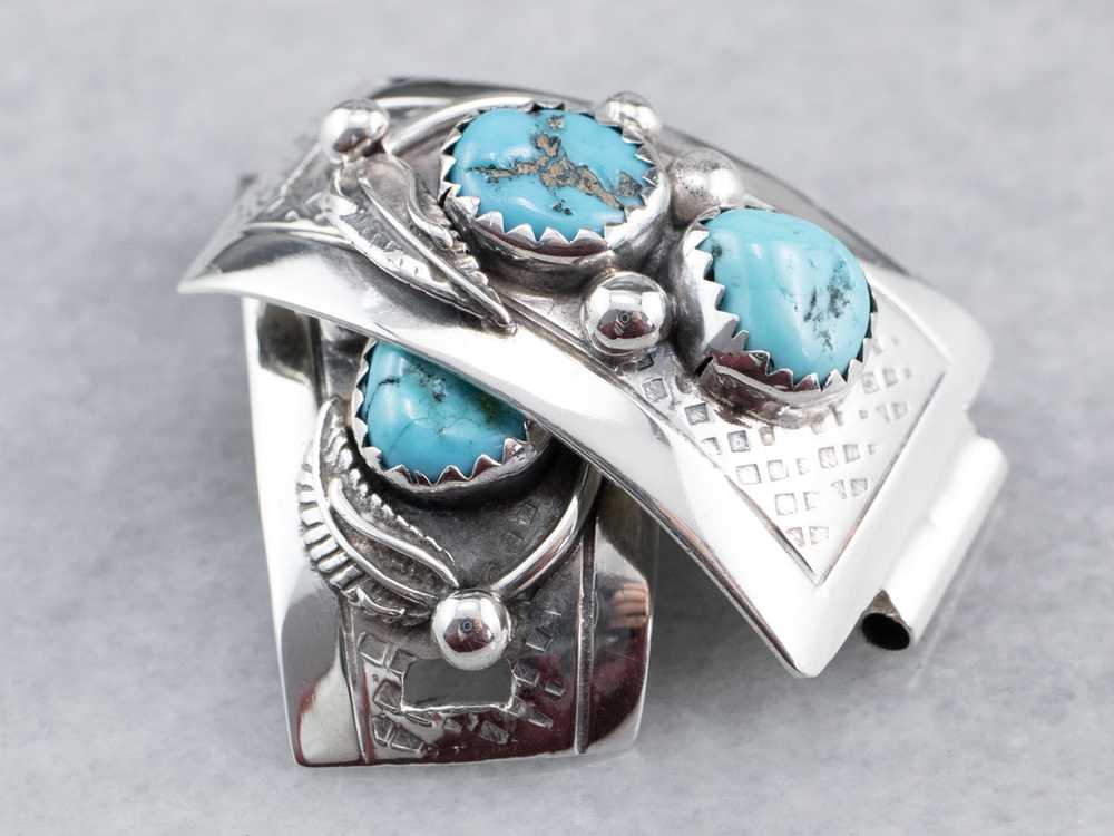 South West Style Sterling Silver Turquoise Watch … - image 3