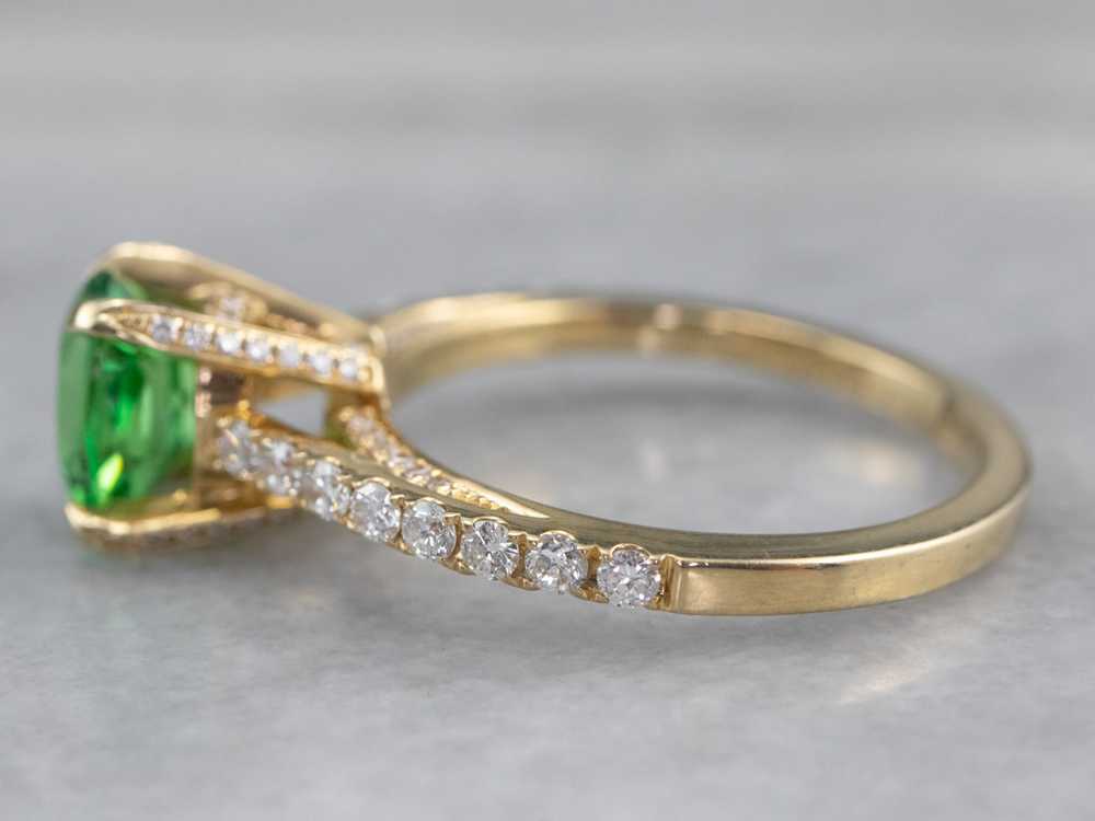 Gold Tsavorite Garnet and Diamond Ring - image 4