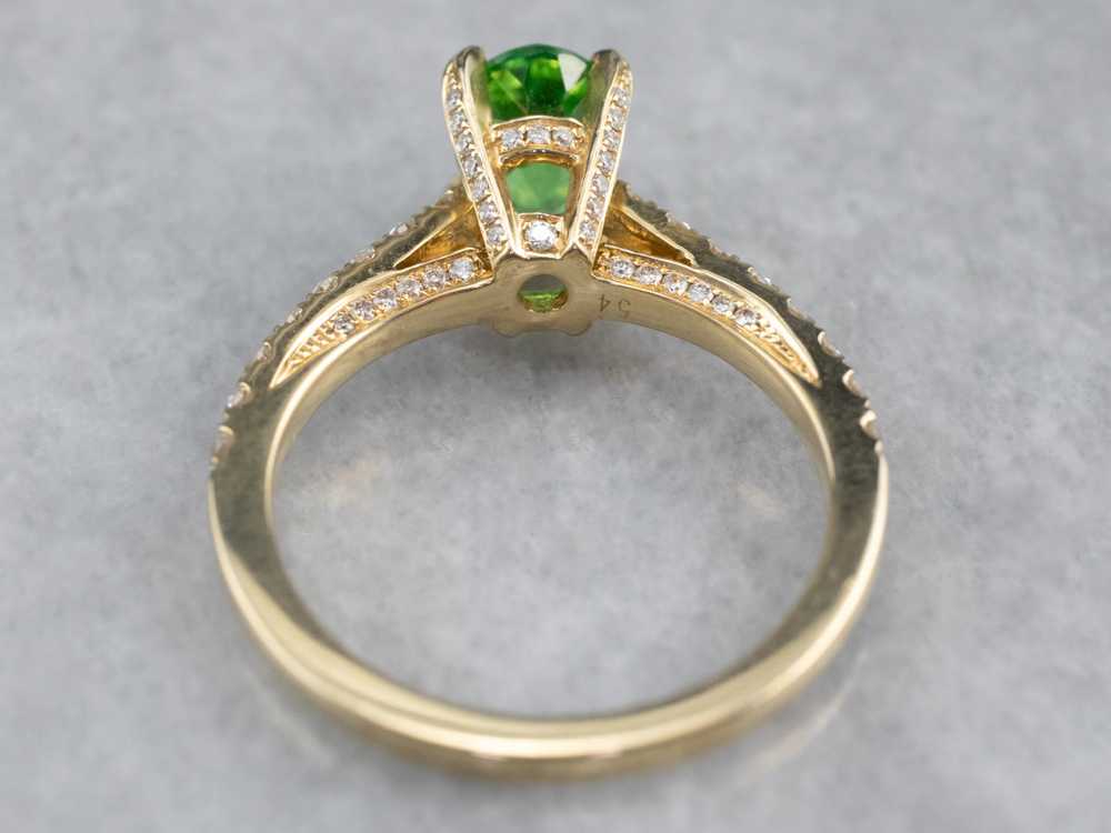 Gold Tsavorite Garnet and Diamond Ring - image 5
