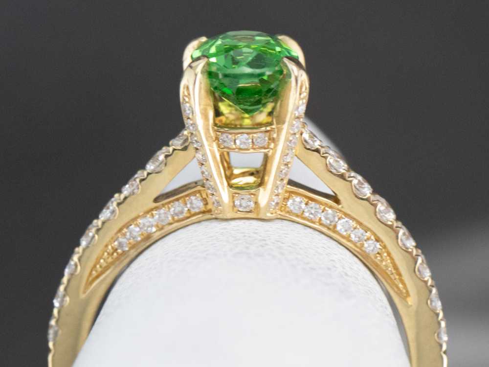 Gold Tsavorite Garnet and Diamond Ring - image 8