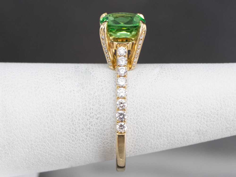 Gold Tsavorite Garnet and Diamond Ring - image 9