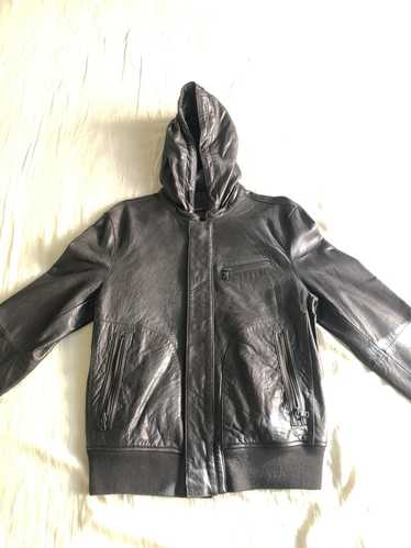 John Varvatos Leather hooded Jacket