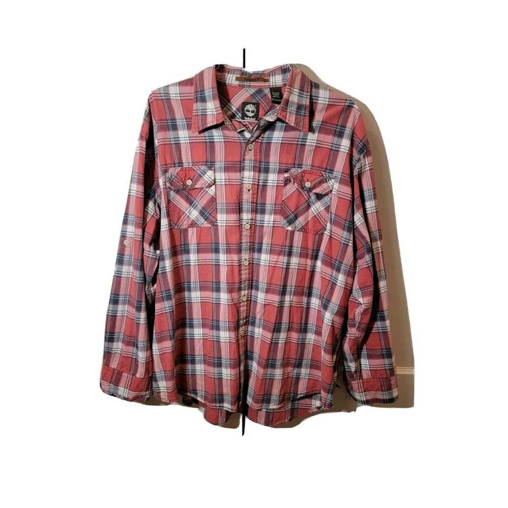 Timberland 2XL Plaid Checkered Red 100% Cotton Lo… - image 1