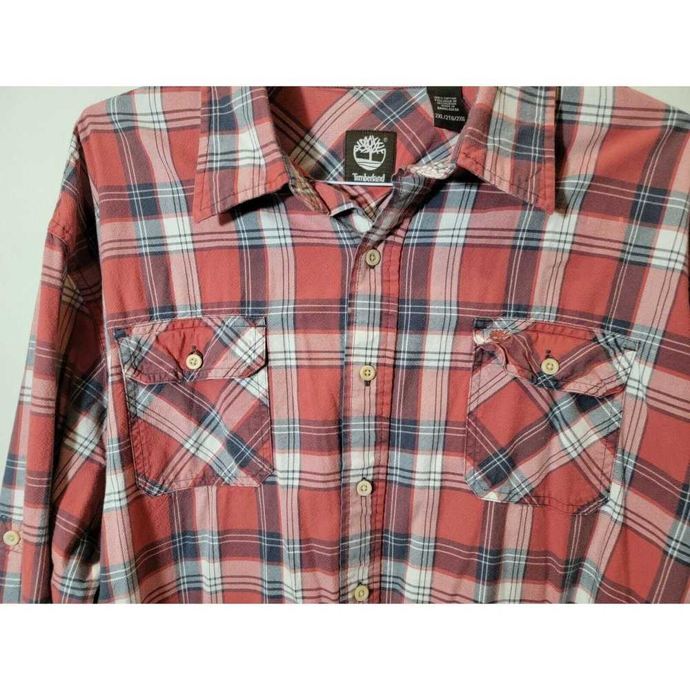 Timberland 2XL Plaid Checkered Red 100% Cotton Lo… - image 2