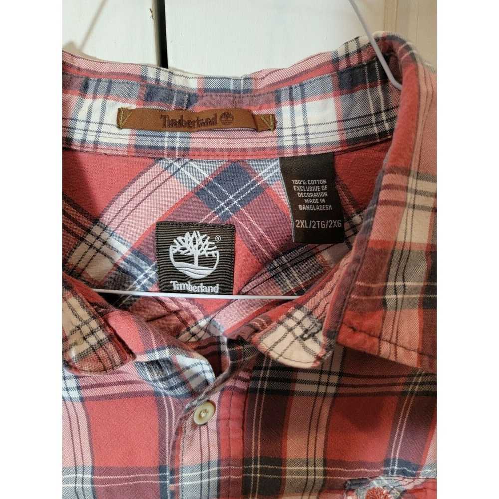 Timberland 2XL Plaid Checkered Red 100% Cotton Lo… - image 3