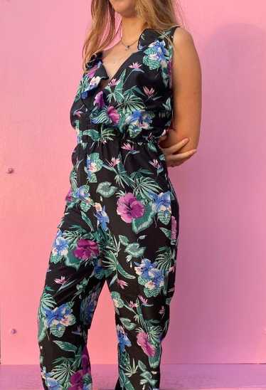 Girl Hawaiian Half Sleeve Stretchy Jumpsuit Romper in Mint Forest