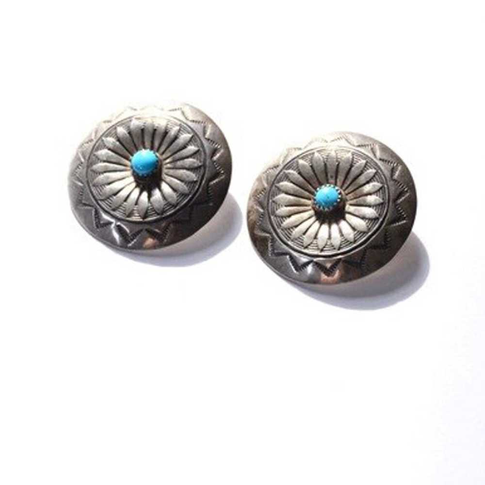 925 Sterling Navajo Turquoise Earrings - image 1