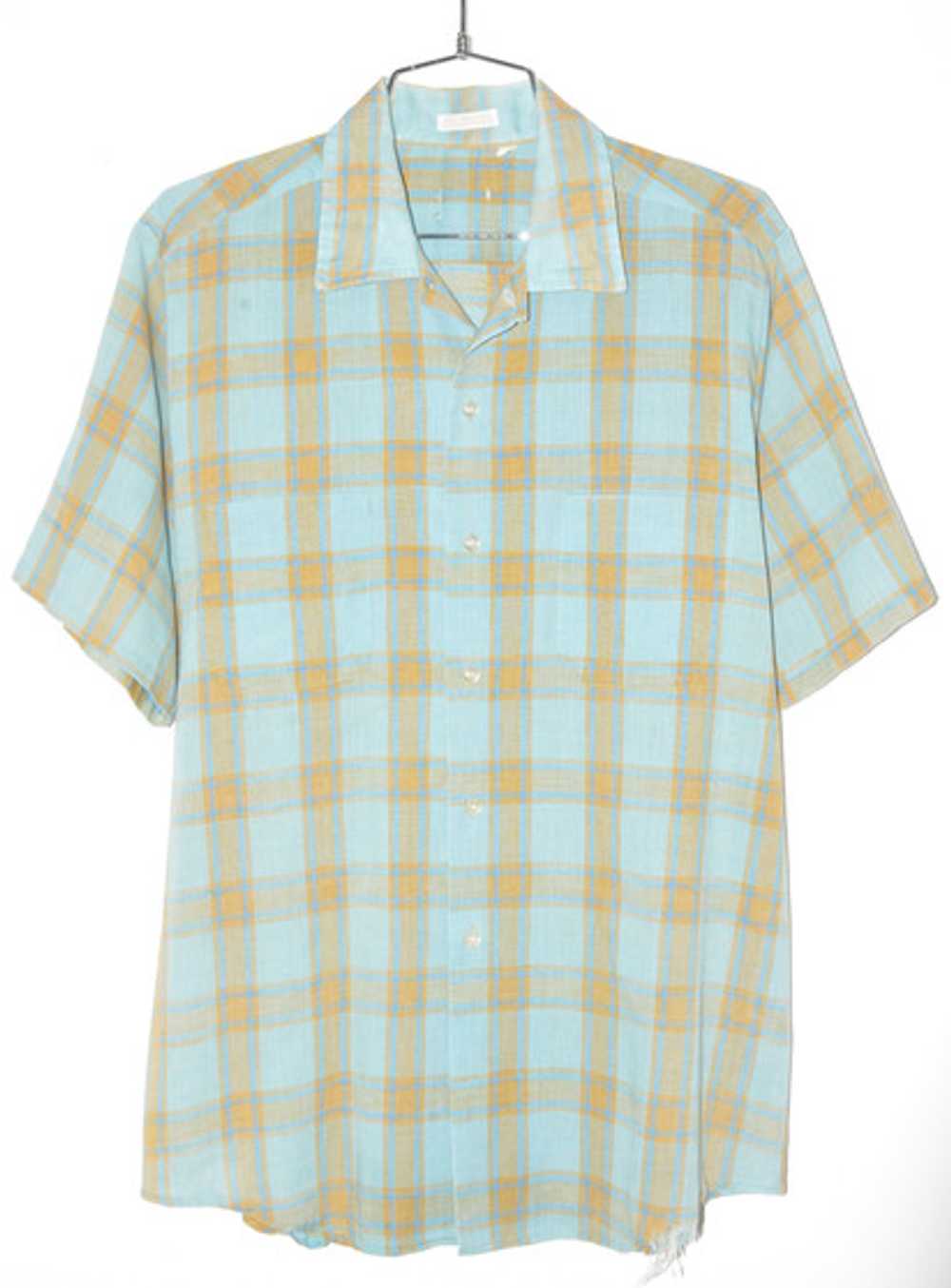 Late 60’s/Early 70’s Checkered Blue & Button Up |… - image 1