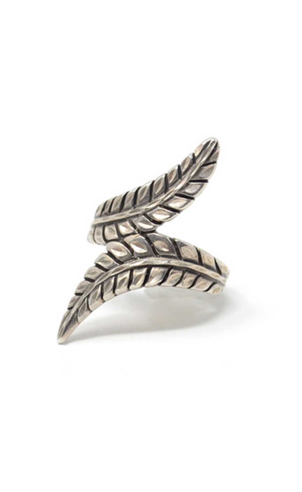 Double Feather 925 Sterling Ring - image 1
