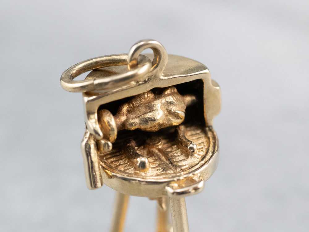 14K Gold Moving Rotisserie Grill Charm - image 2