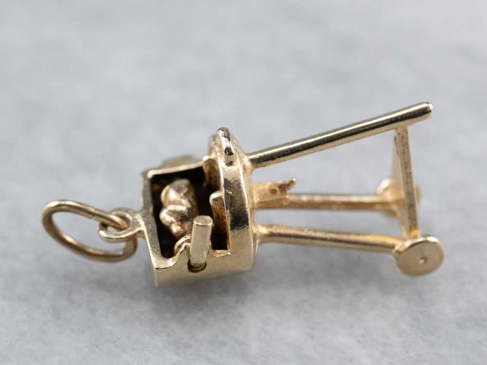 14K Gold Moving Rotisserie Grill Charm - image 4