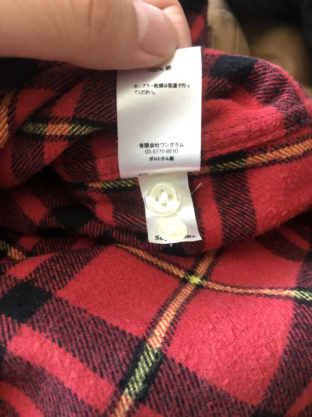 Pre-owned Supreme Red Green Flannel Button Down Shirt Fw16 In Green Red