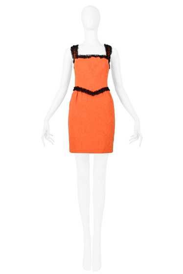 MOSCHINO COUTURE ORANGE QUILTED FAILLE WITH BLACK 