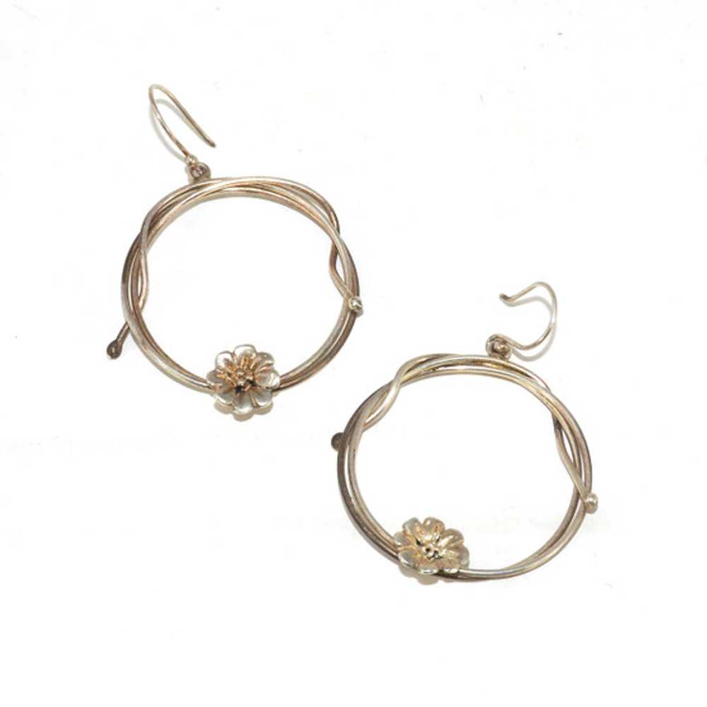 925 Sterling Silver Wire Wreath Hoops - image 1