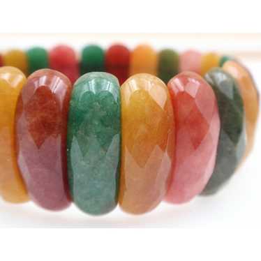 Multicolored Faceted Large Oval Gemstone Stretch B