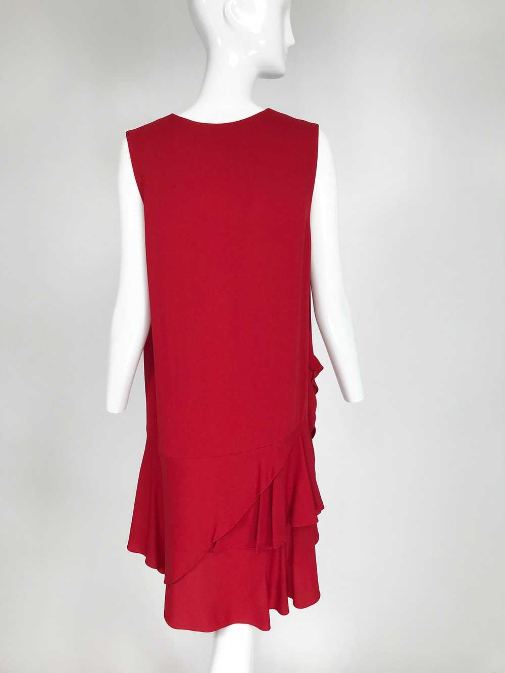Lanvin Cherry Red Silk Blend Crepe Chemise Dress - image 6