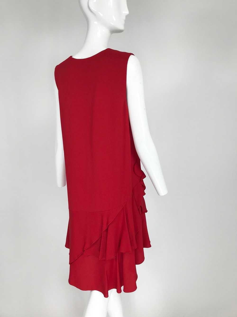 Lanvin Cherry Red Silk Blend Crepe Chemise Dress - image 7