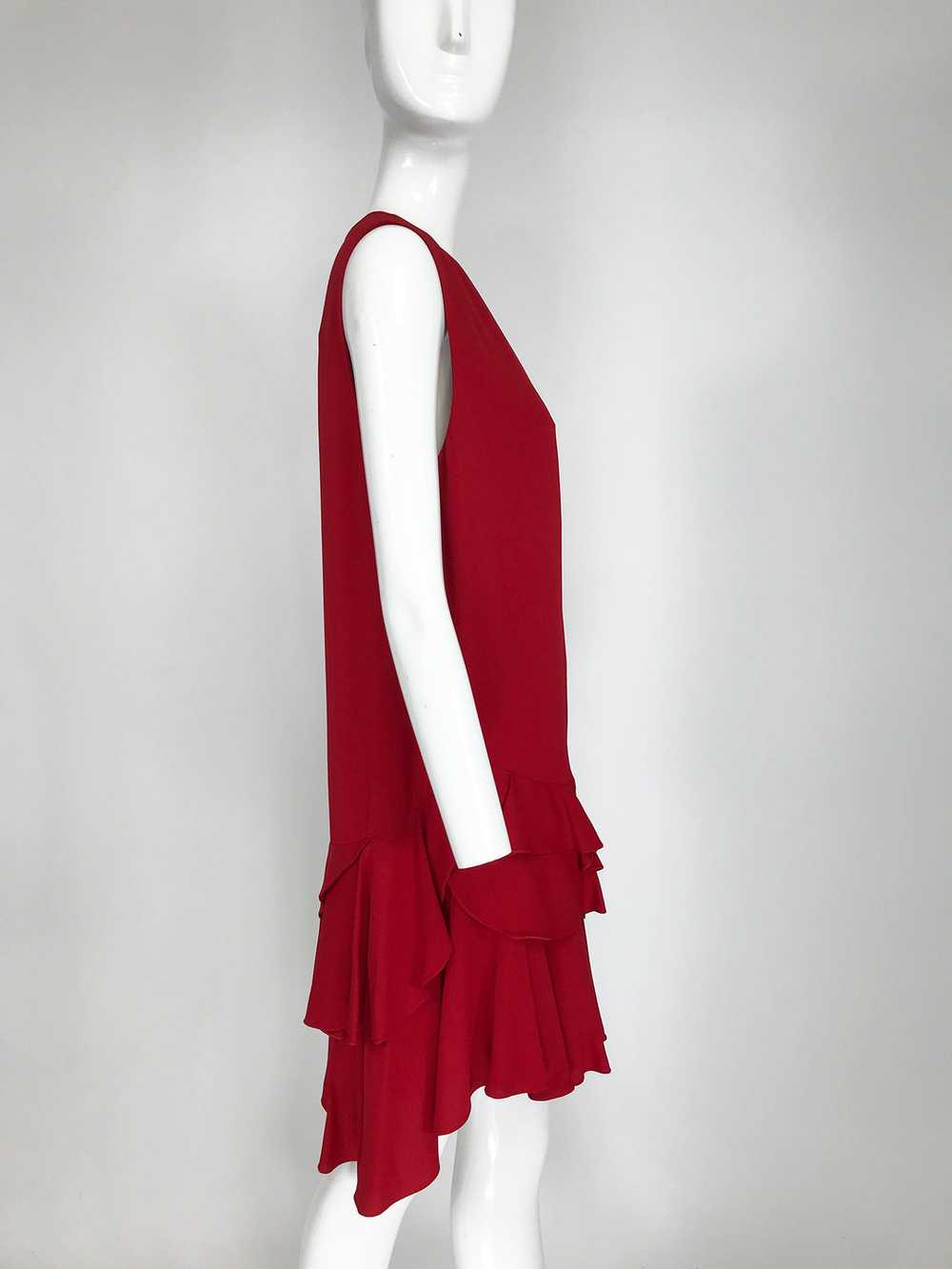 Lanvin Cherry Red Silk Blend Crepe Chemise Dress - image 8