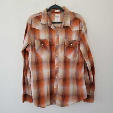 Fossil 54 Fossil 54 Vintage Fit Orange Plaid Snap 