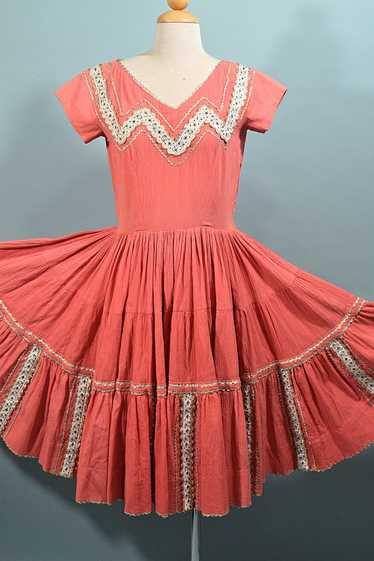 Vintage 50s Southwestern Patio Dress, Boho Square… - image 1