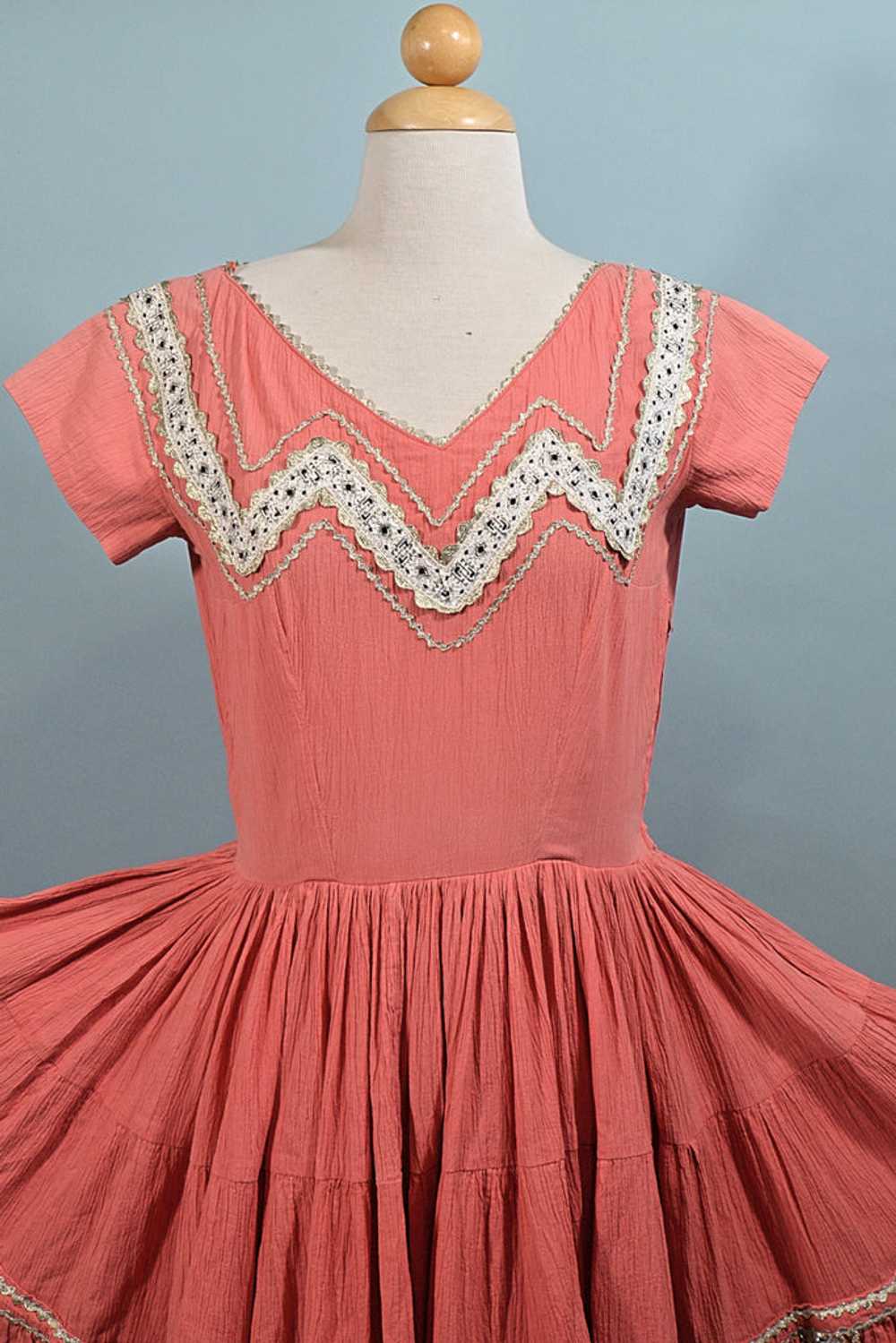 Vintage 50s Southwestern Patio Dress, Boho Square… - image 5