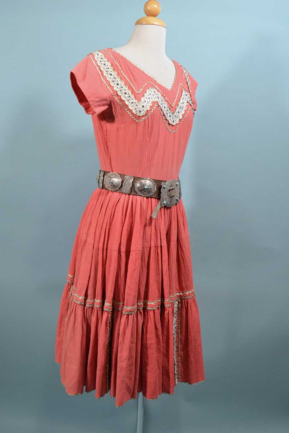 Vintage 50s Southwestern Patio Dress, Boho Square… - image 6