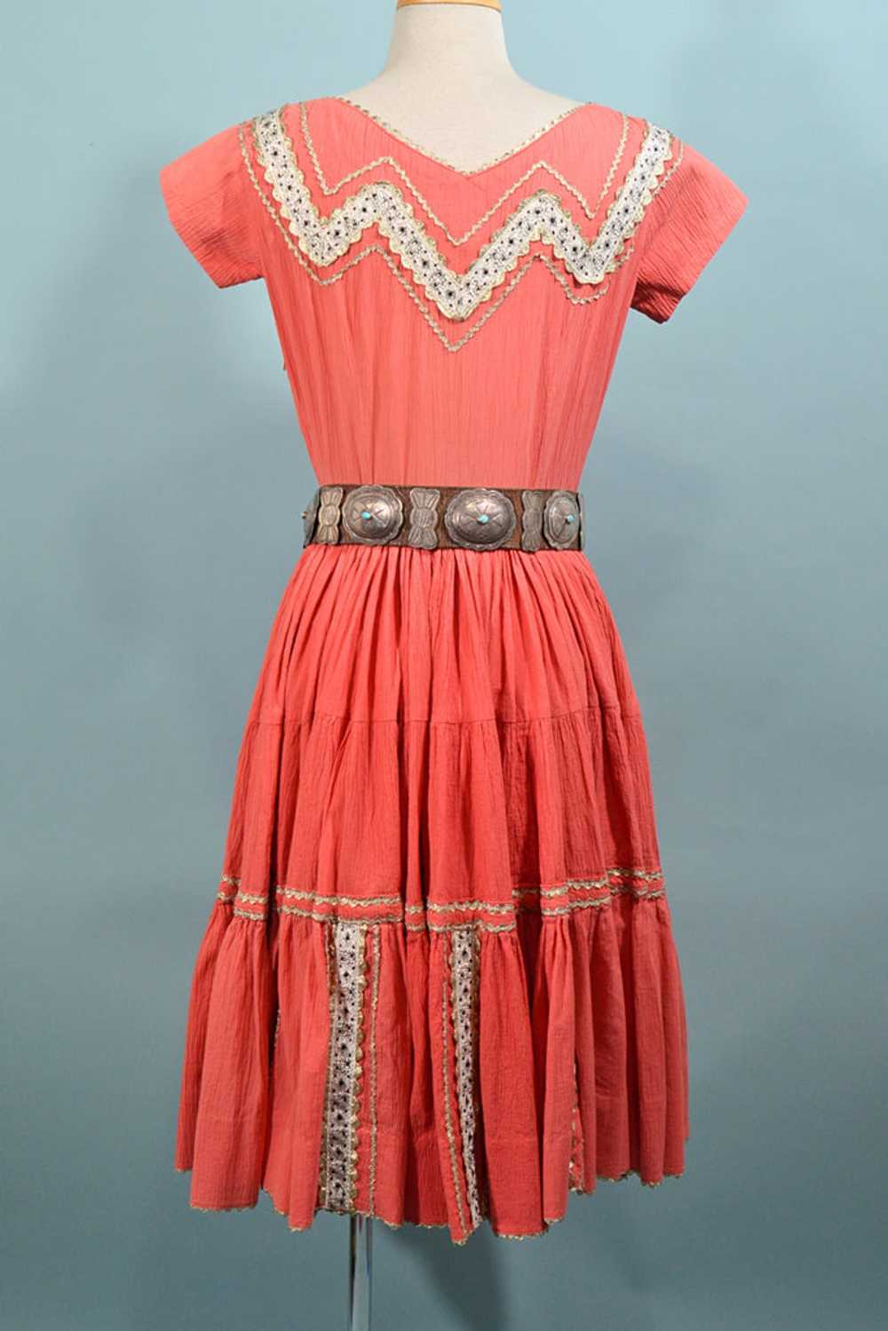 Vintage 50s Southwestern Patio Dress, Boho Square… - image 8