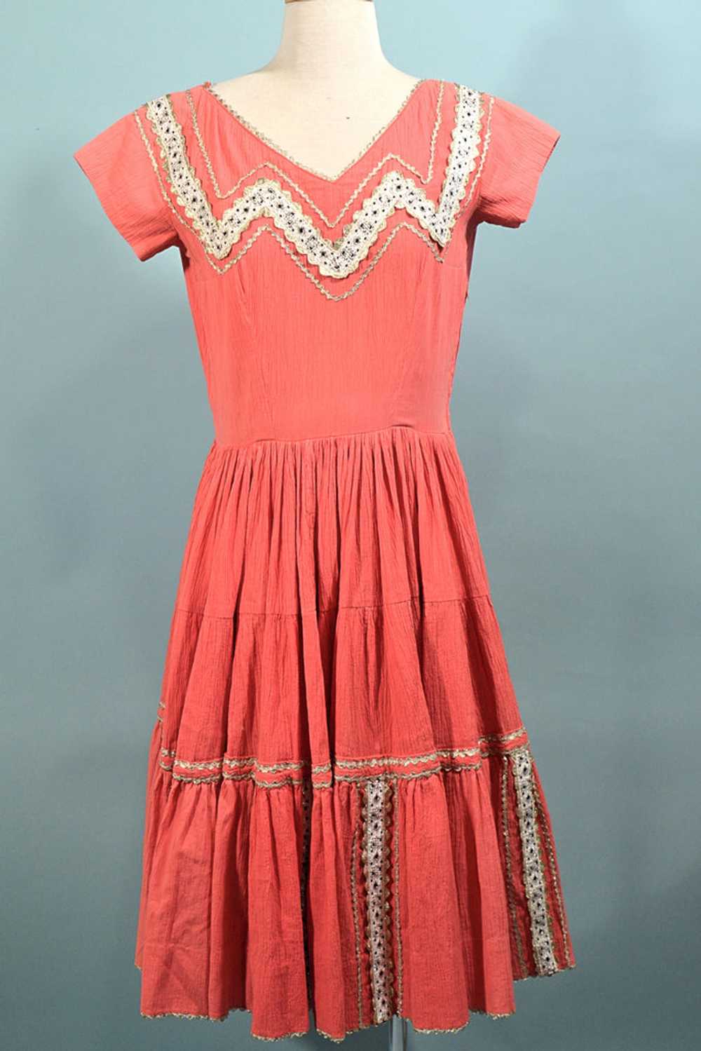 Vintage 50s Southwestern Patio Dress, Boho Square… - image 9