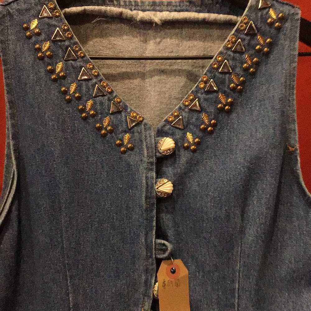 Vintage Beaded denim dress - image 1