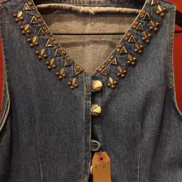 Vintage Beaded denim dress - image 1