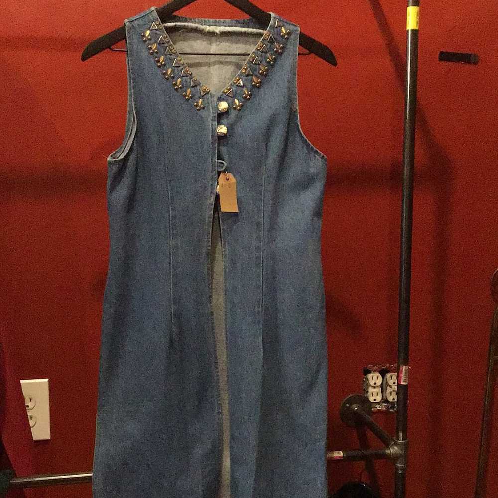 Vintage Beaded denim dress - image 2