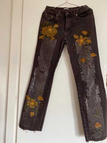 Vintage Brown flowered vintage denin