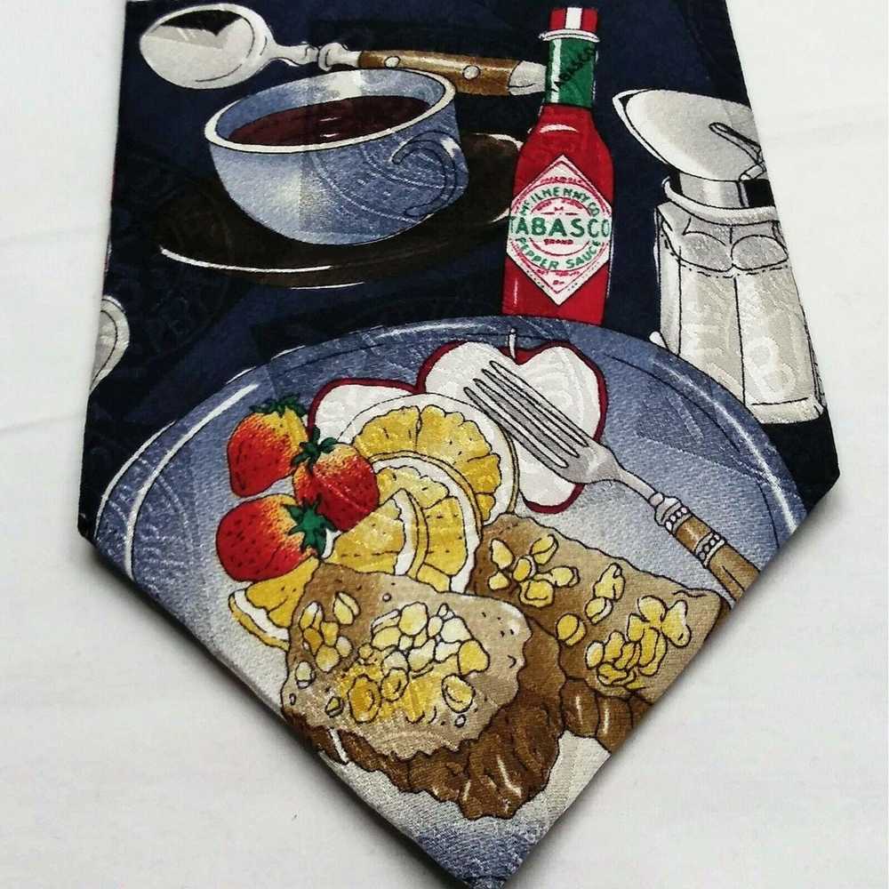 Tabasco Vtg Tabasco Necktie Tie Blue Breakfast Eg… - image 2