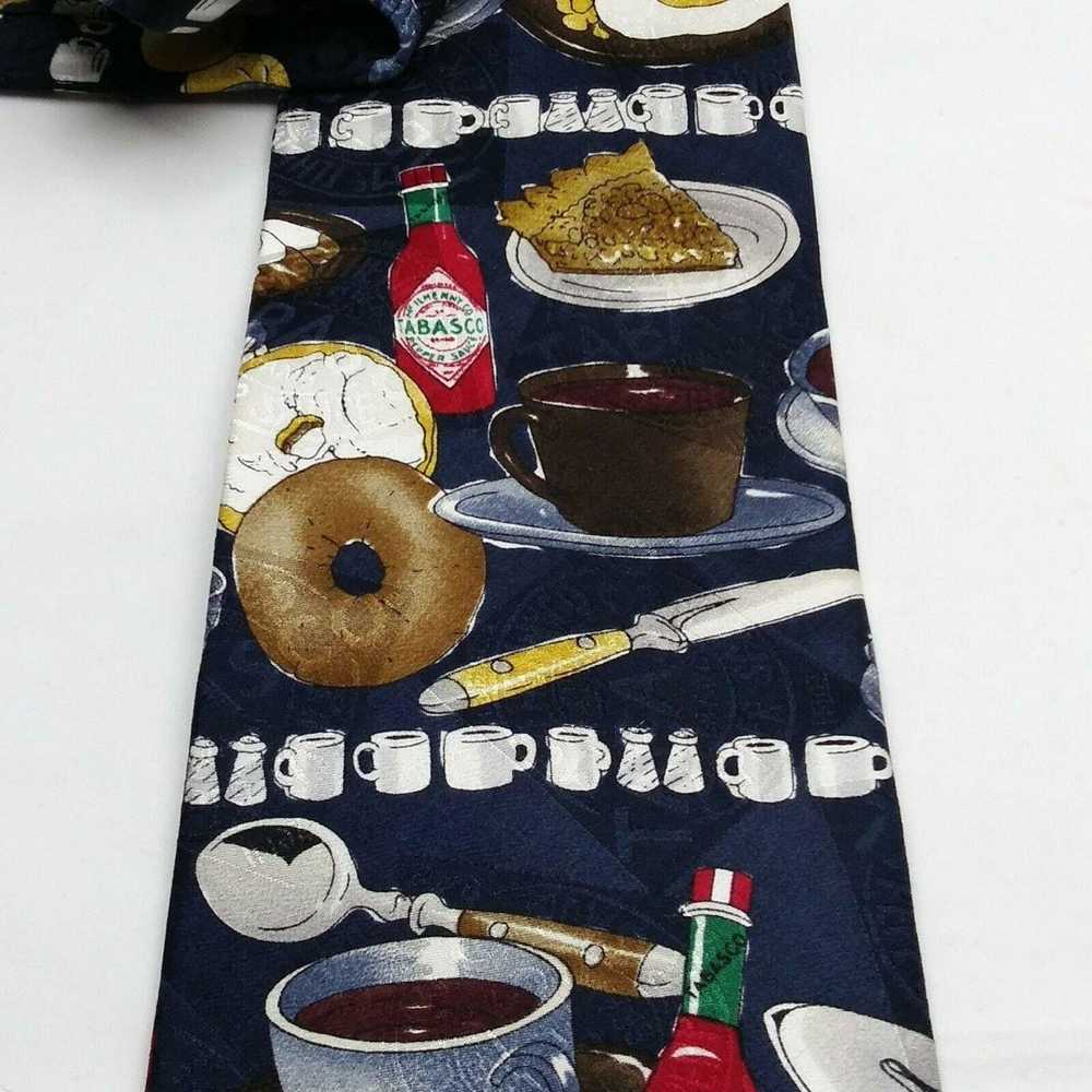 Tabasco Vtg Tabasco Necktie Tie Blue Breakfast Eg… - image 3