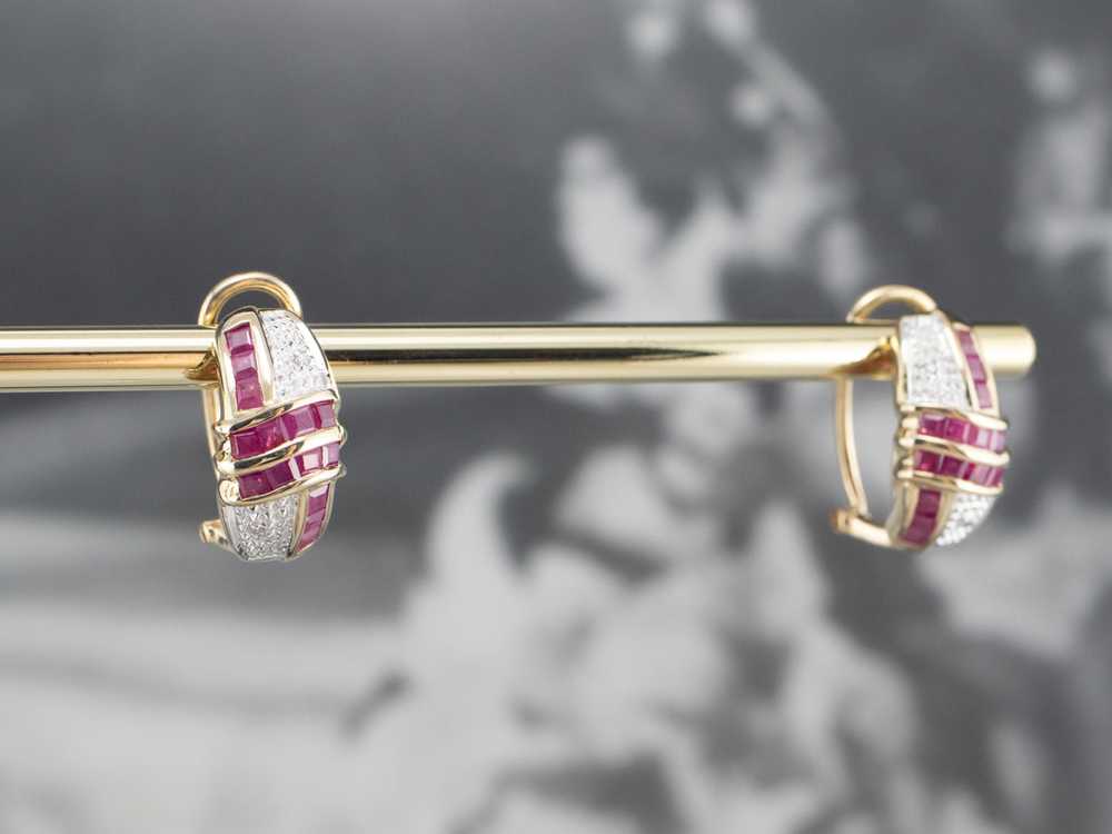 Two Tone Ruby and Diamond Earrings - image 10
