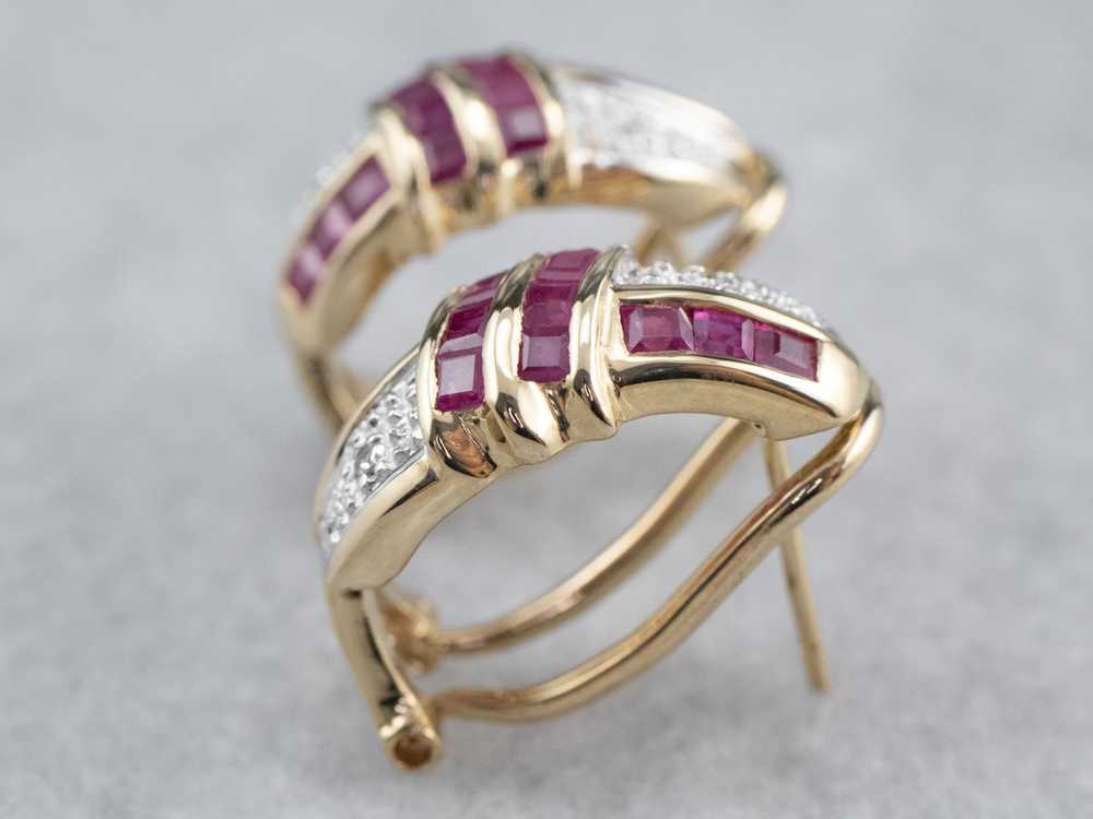 Two Tone Ruby and Diamond Earrings - image 5