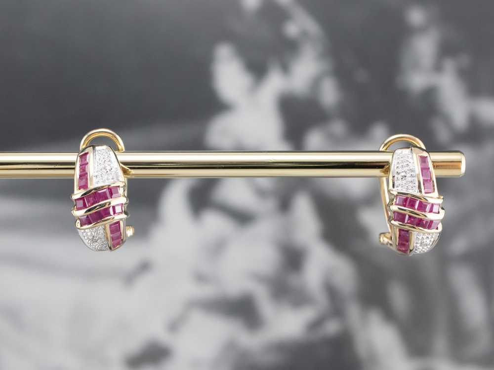 Two Tone Ruby and Diamond Earrings - image 8