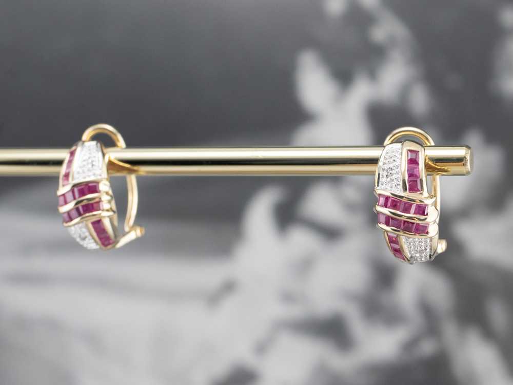 Two Tone Ruby and Diamond Earrings - image 9
