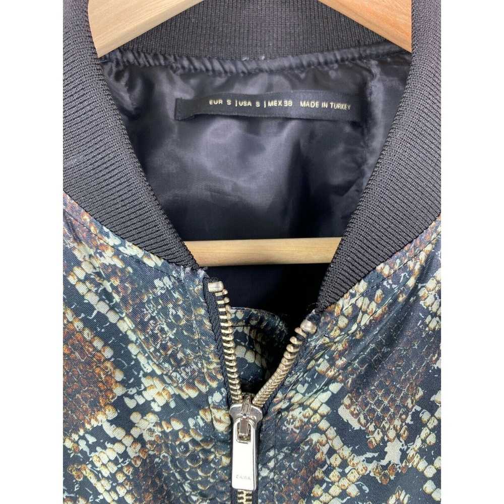 Zara Zara Snakeskin Print Bomber Jacket Coat Smal… - image 3